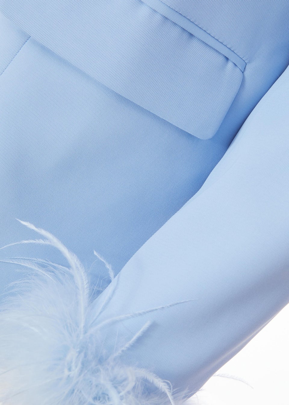 Quiz Blue Curve Feather Trim Blazer