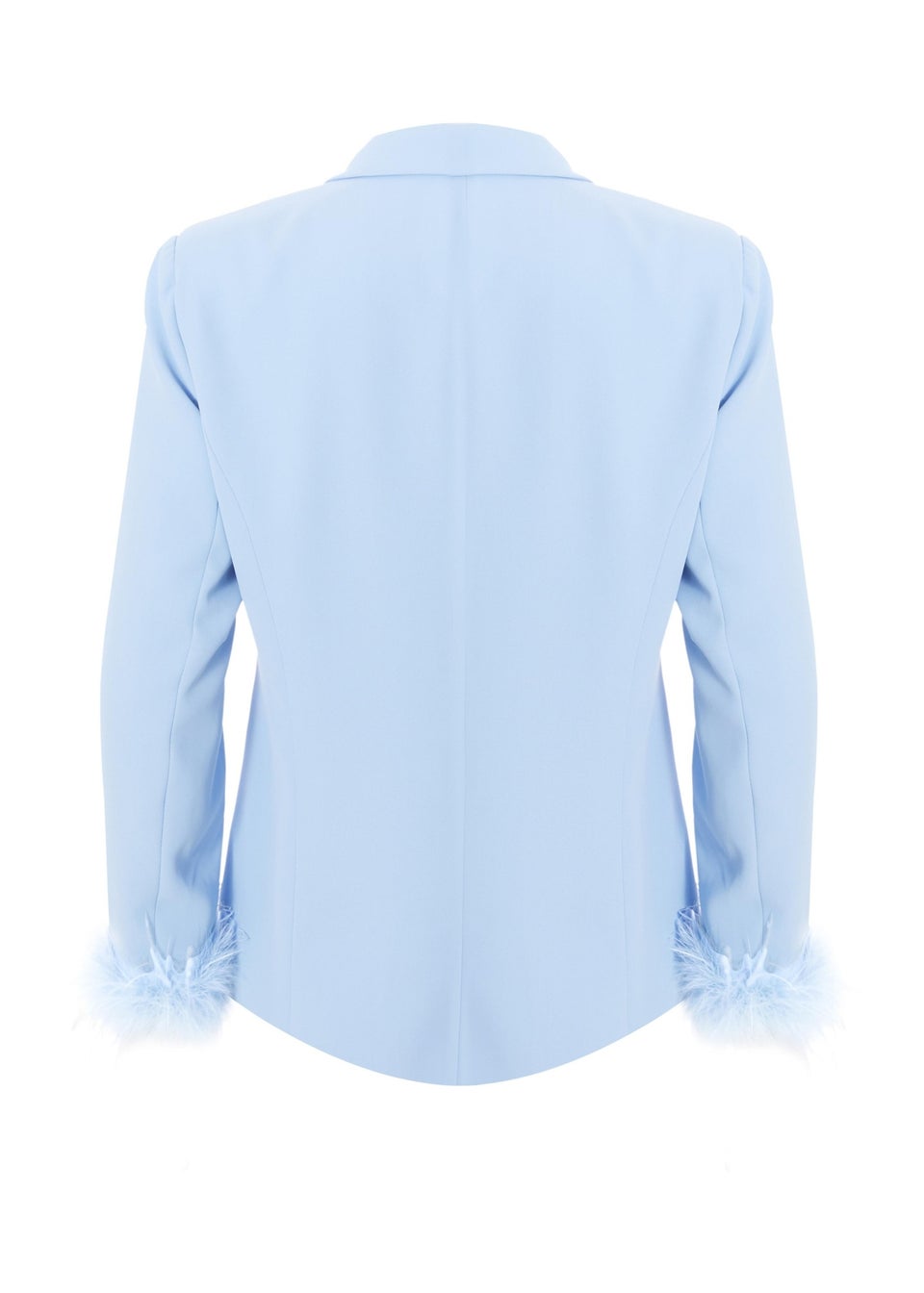 Quiz Blue Curve Feather Trim Blazer
