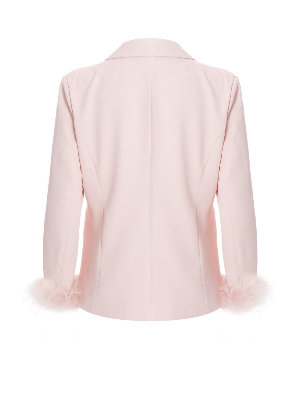Quiz Pink Curve Feather Trim Blazer
