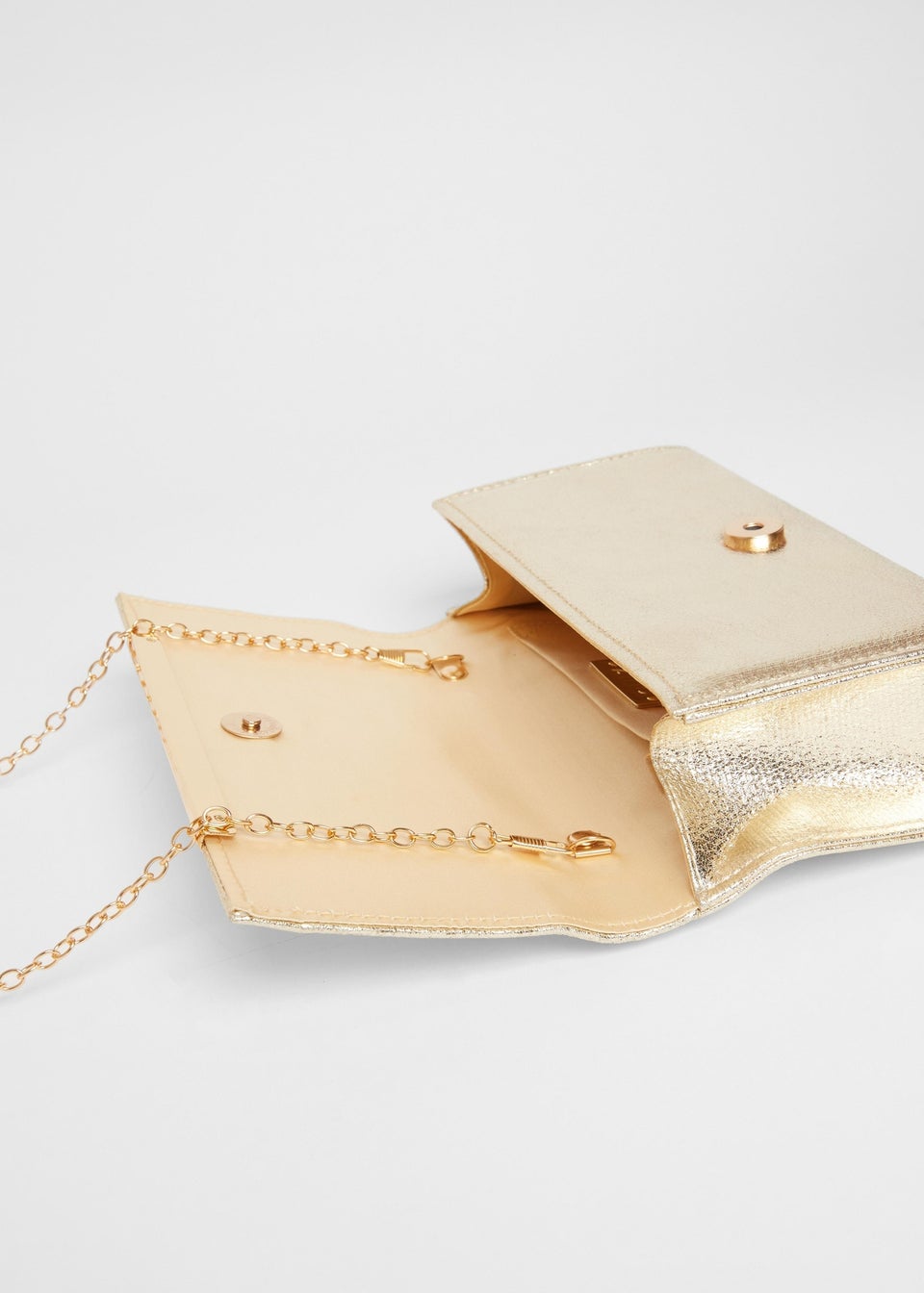 Quiz Gold Metallic Clutch Bag