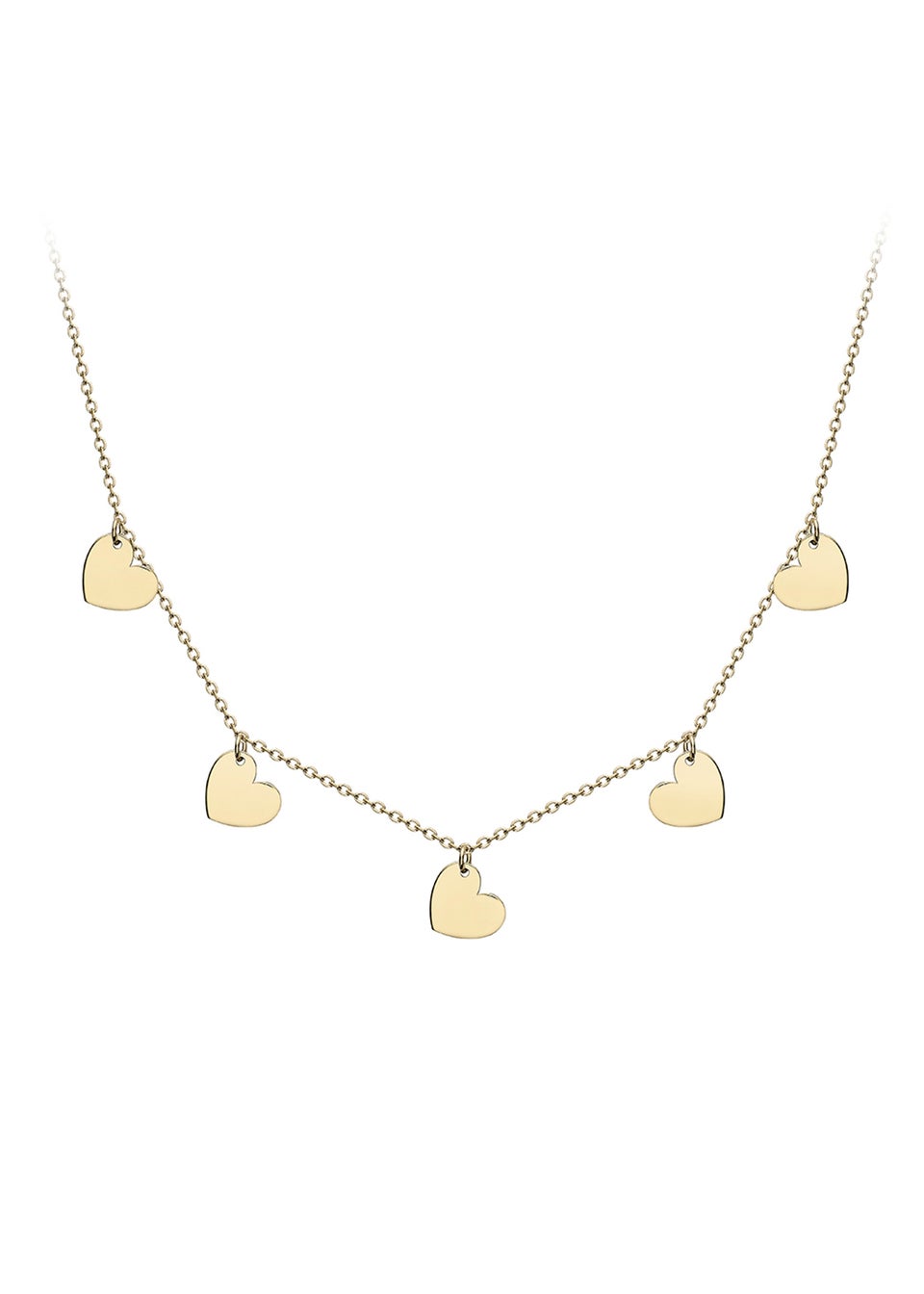 Golden Moments 9ct Yellow Gold 5-Heart Adjustable Necklace