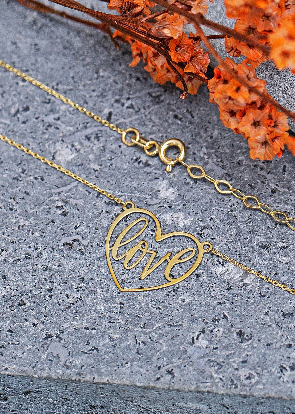 Golden Moments 9ct Yellow Gold 'Love' Heart Adjustable Necklace