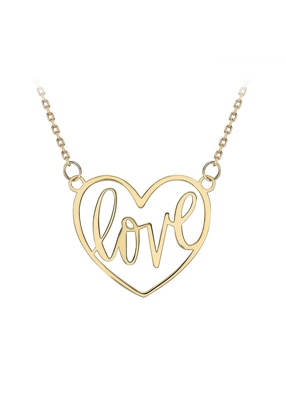 Golden Moments 9ct Yellow Gold 'Love' Heart Adjustable Necklace