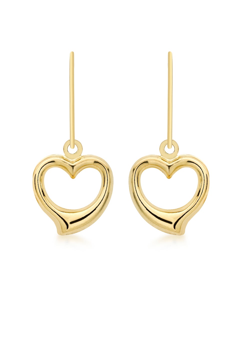 Golden Moments 9ct Yellow Gold Heart Drop Earrings