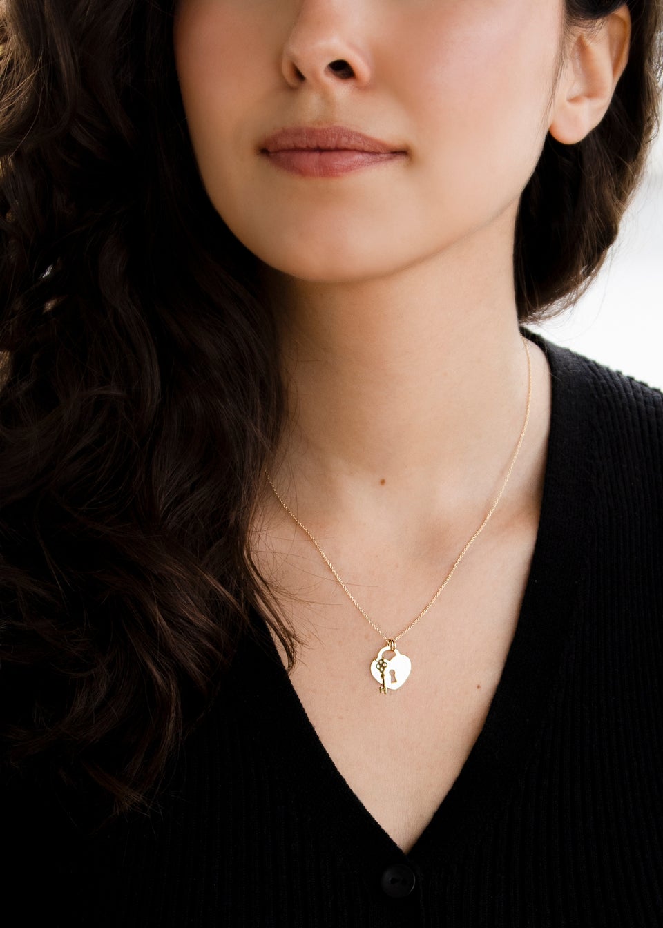 Golden Moments 9ct Yellow Gold Heart-Padlock and Key Adjustable Necklace