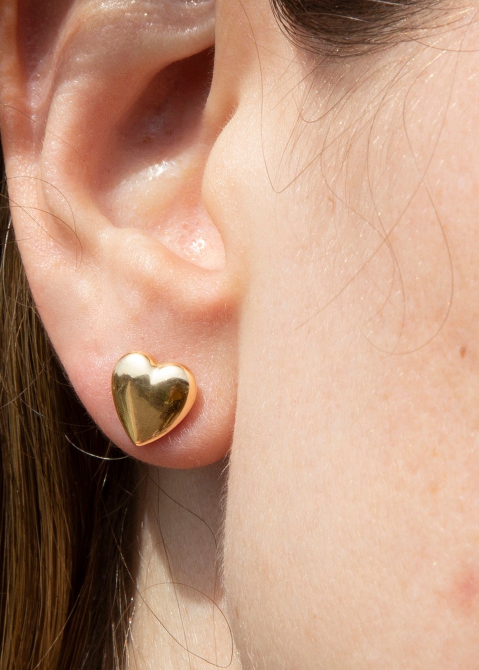 Golden Moments 9ct Yellow Gold 3D Polished Heart Stud Earrings