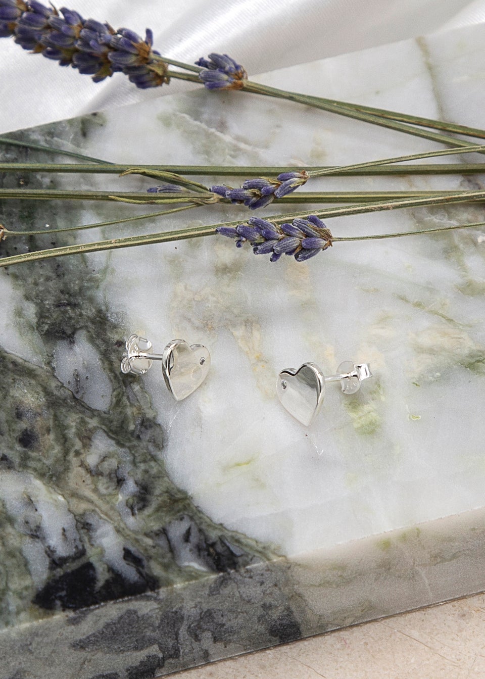Golden Moments Sterling Silver CZ Polished 'Heart' Stud Earrings