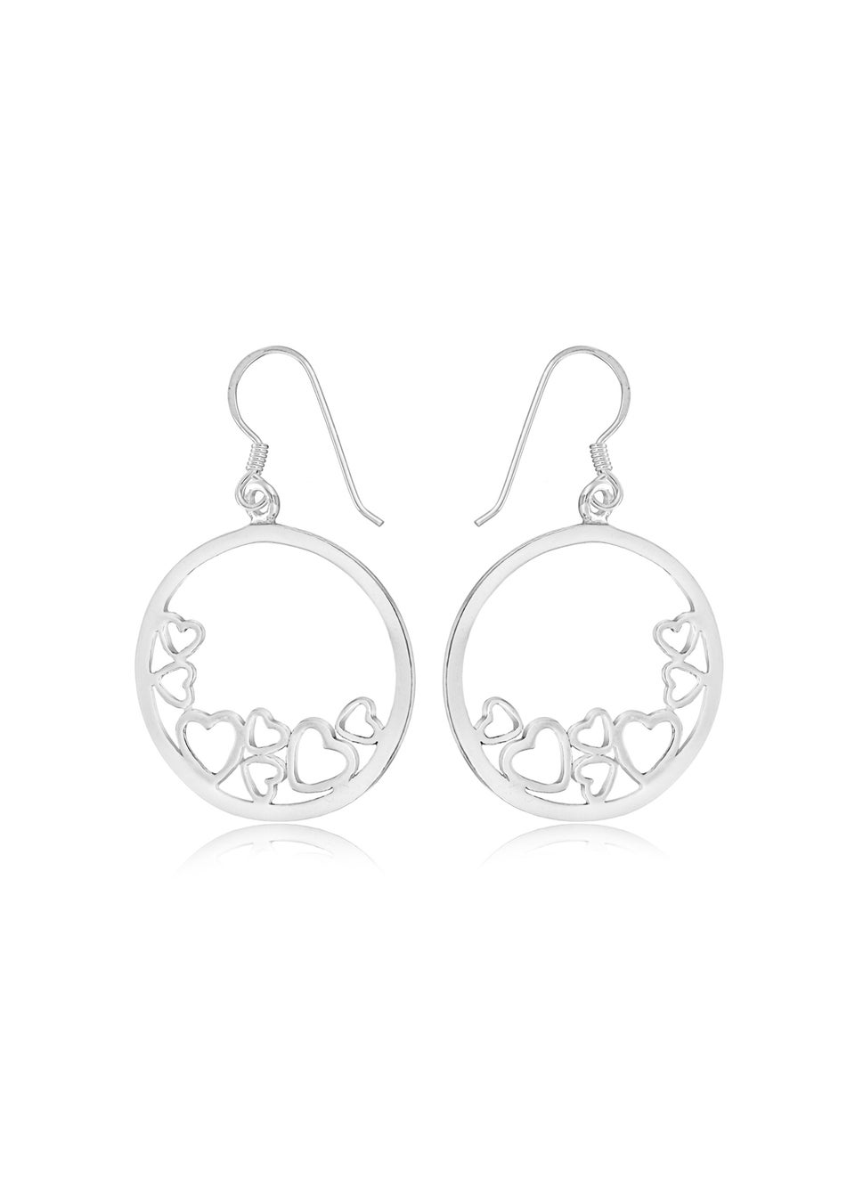 Golden Moments Sterling Silver Hearts-In-Circle Drop Earrings