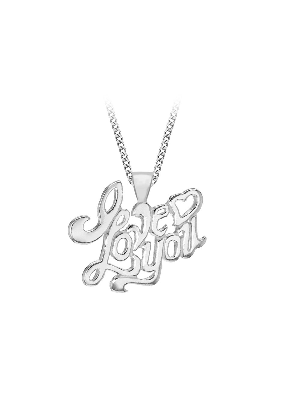 Golden Moments Sterling Silver Rhodium Plated 'I Love You' Pendant