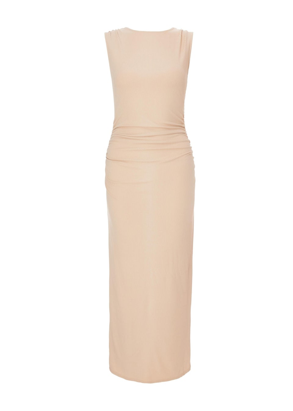 Quiz Stone Ribbed Midaxi Dress