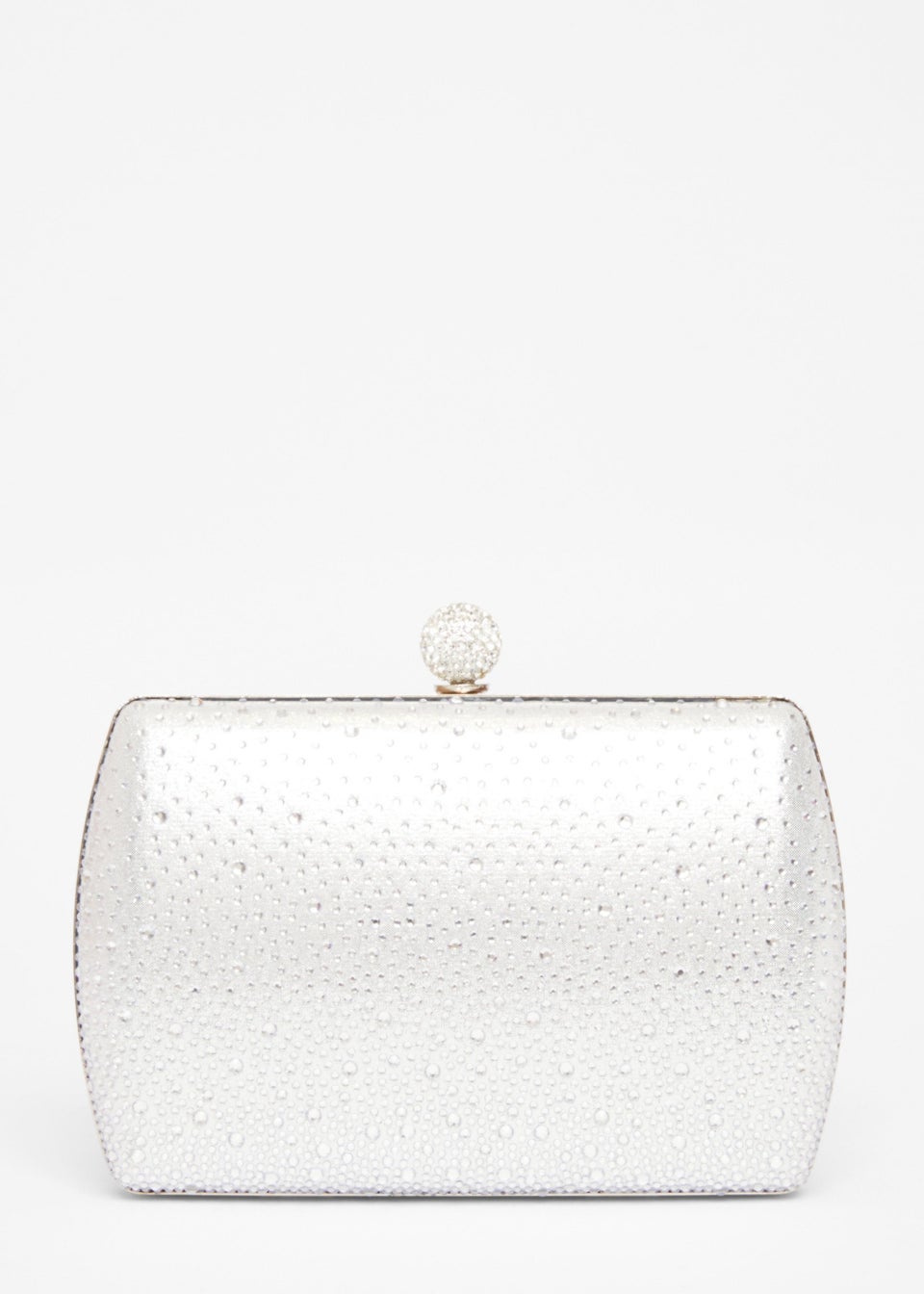 Quiz Silver Diamante Curve Box Bag