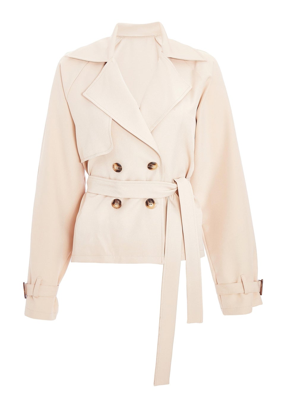 Quiz Stone Faux Leather Cropped Trench