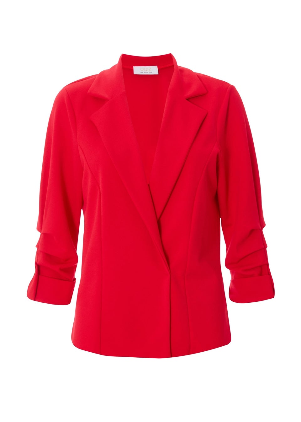 Quiz Red Petite Ruched Sleeve Blazer