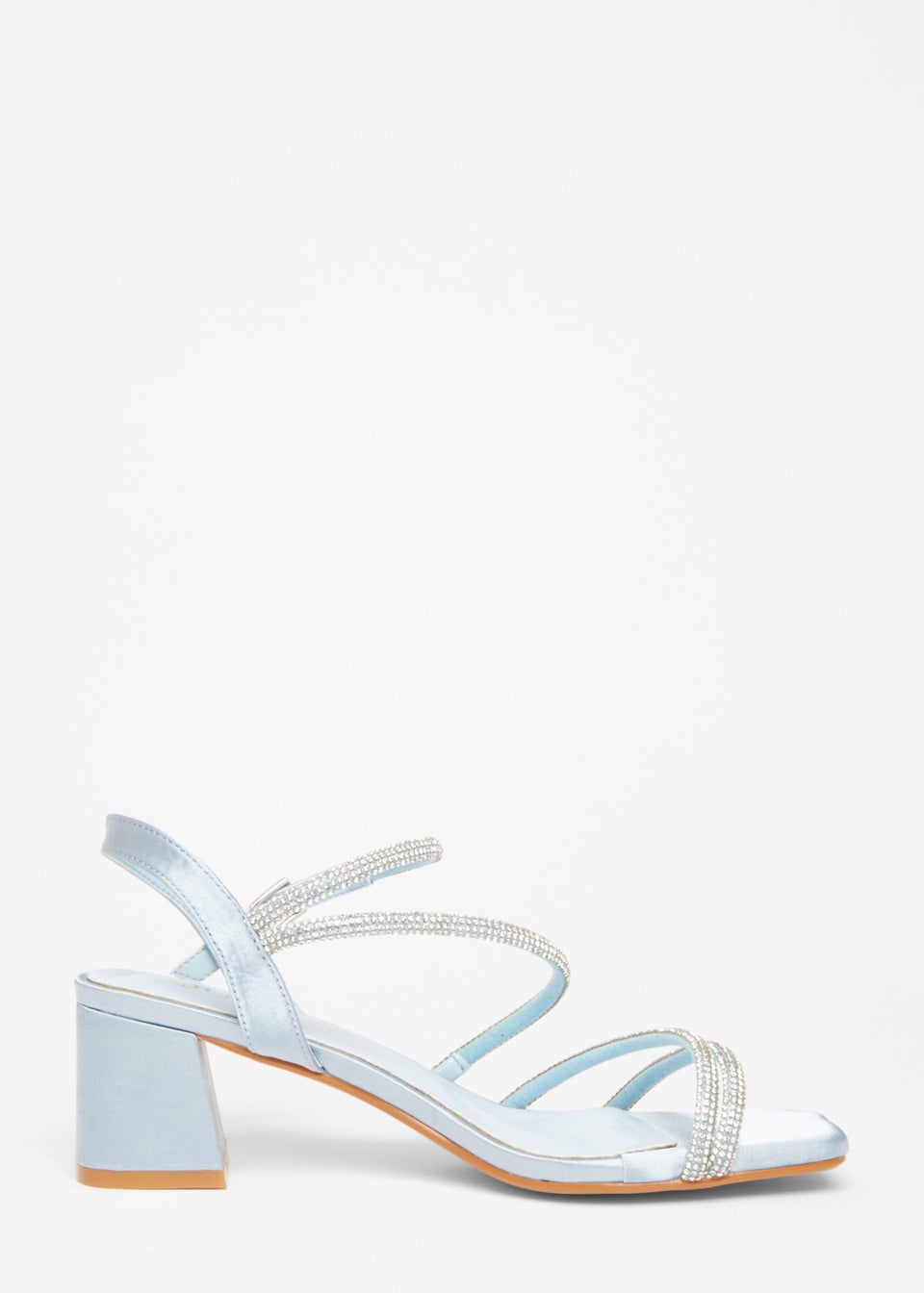 Quiz Blue Wide Fit Diamante Block Heels