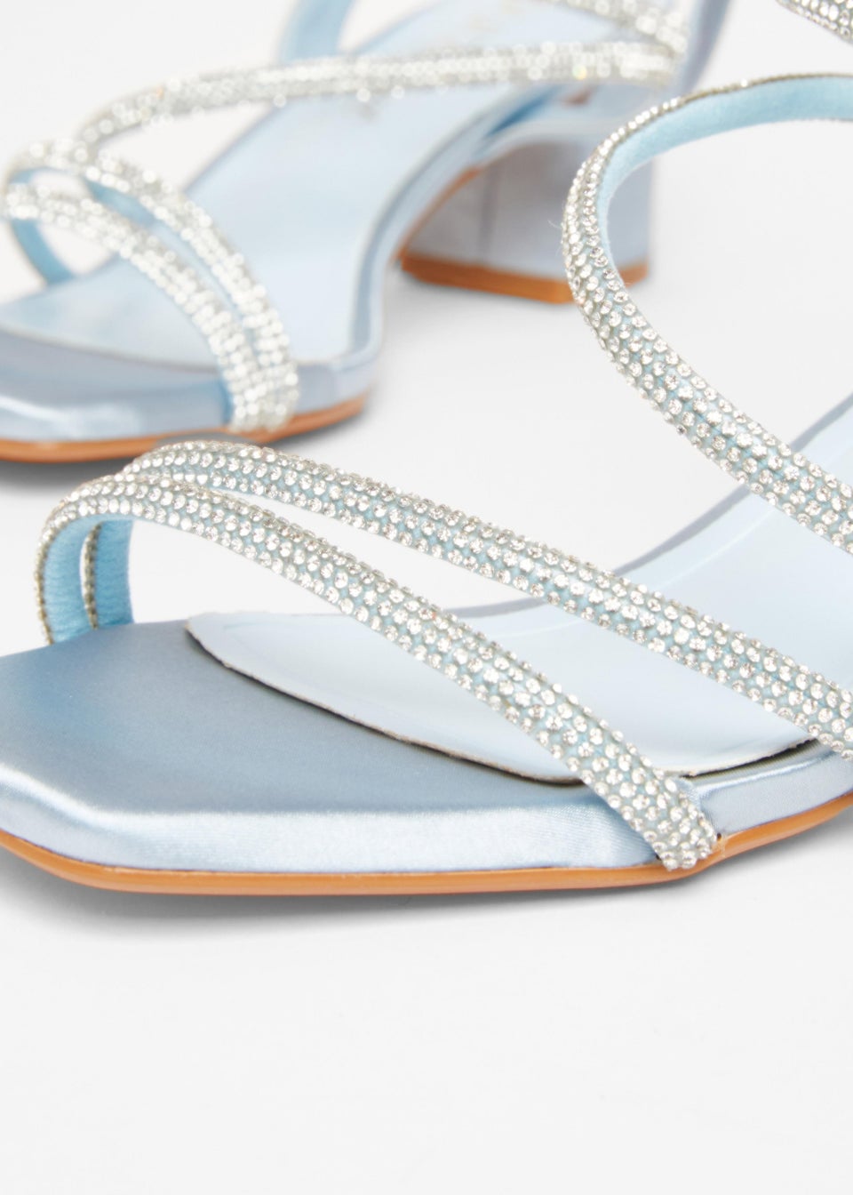 Quiz Blue Wide Fit Diamante Block Heels