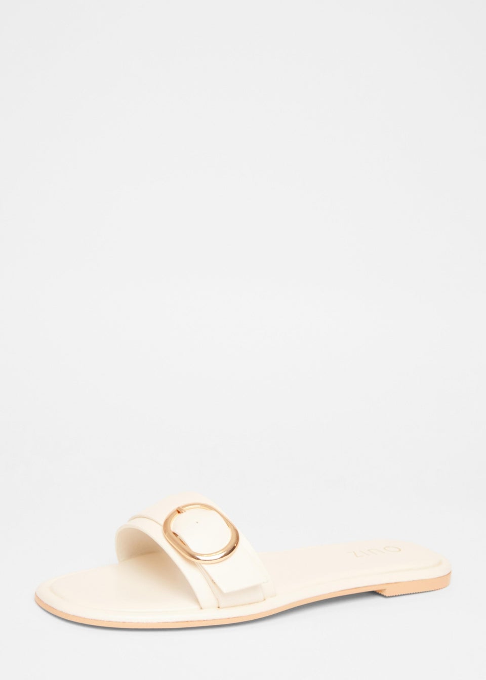 Quiz Cream Double Buckle Flat Sandals