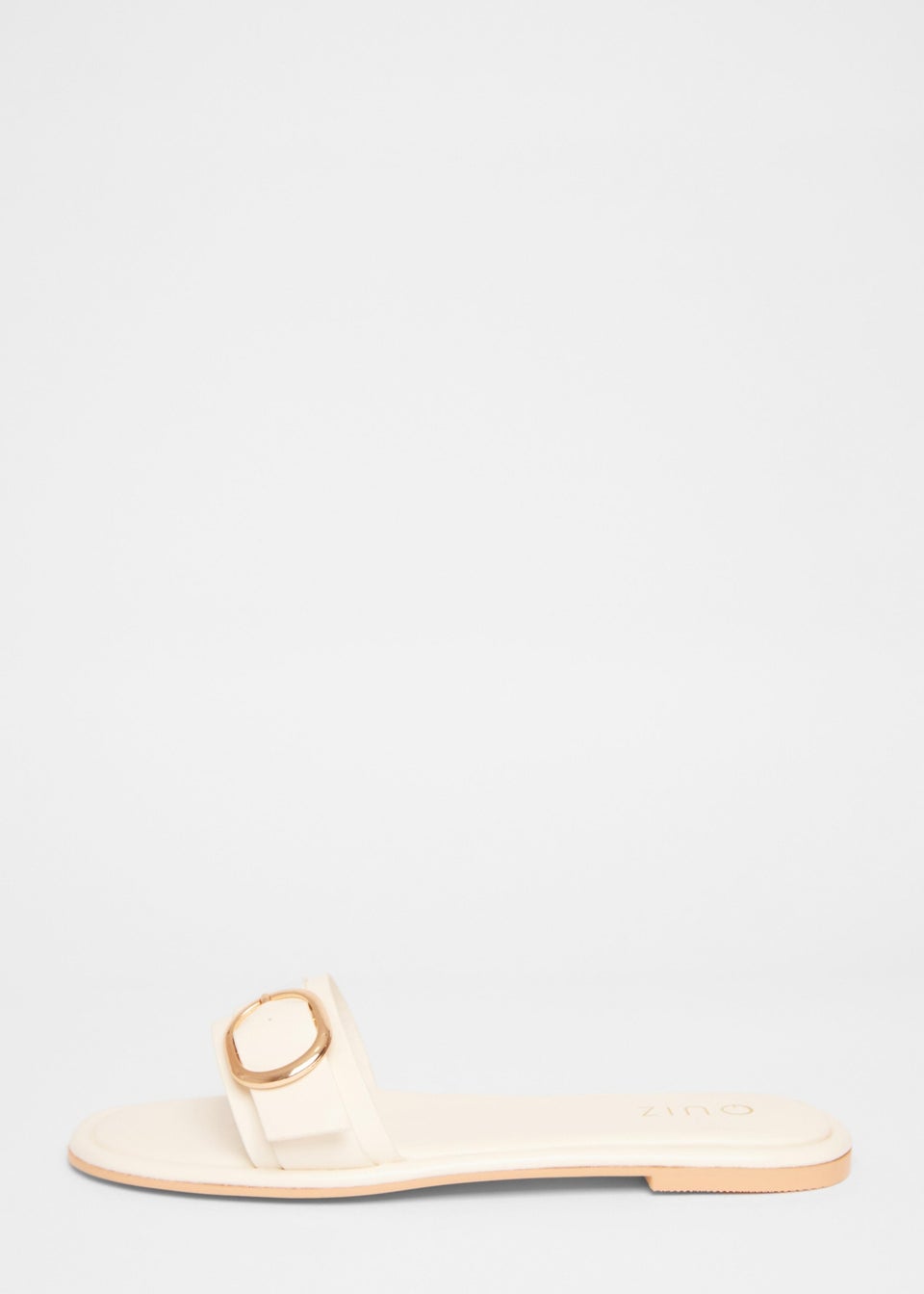 Quiz Cream Double Buckle Flat Sandals