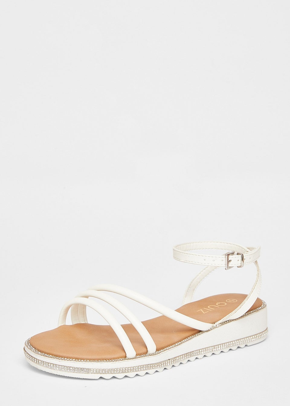 Quiz White Strappy Flat Sandals