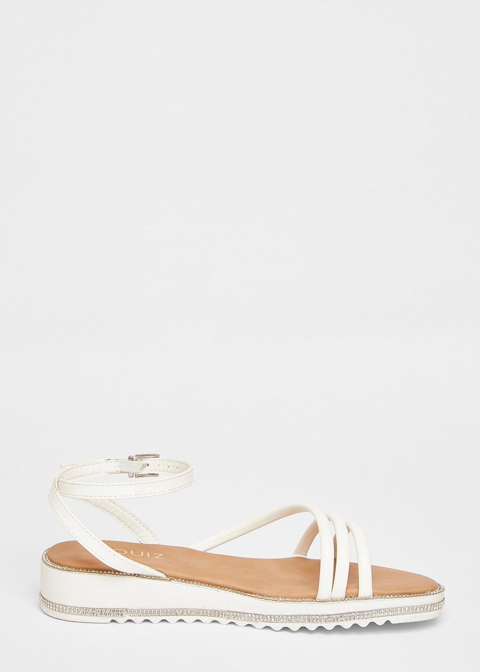 Quiz White Strappy Flat Sandals