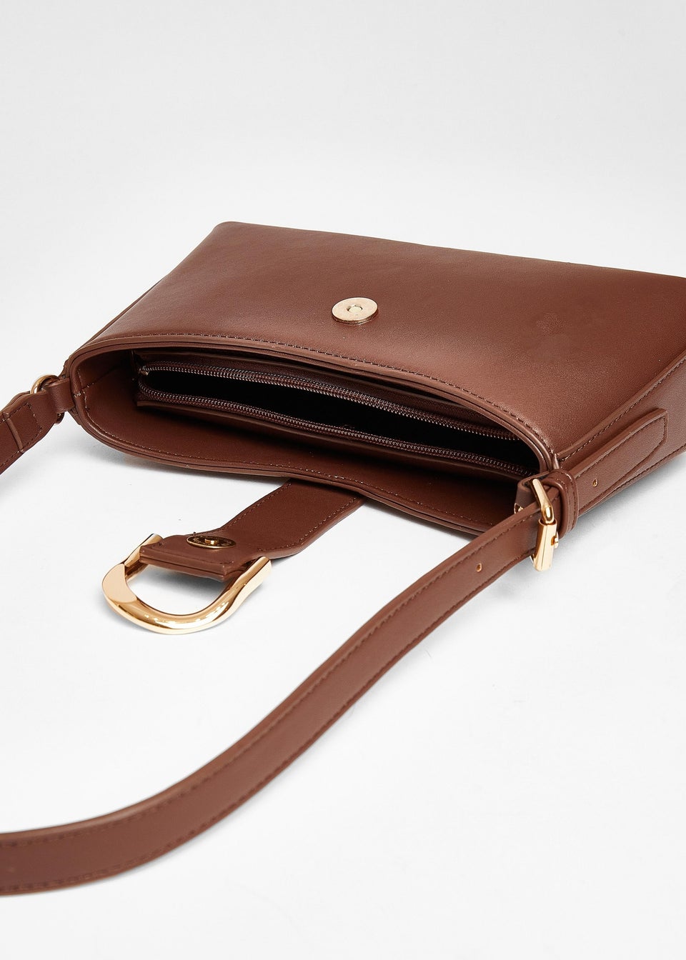 Quiz Brown Buckle Detail Shoulder Bag