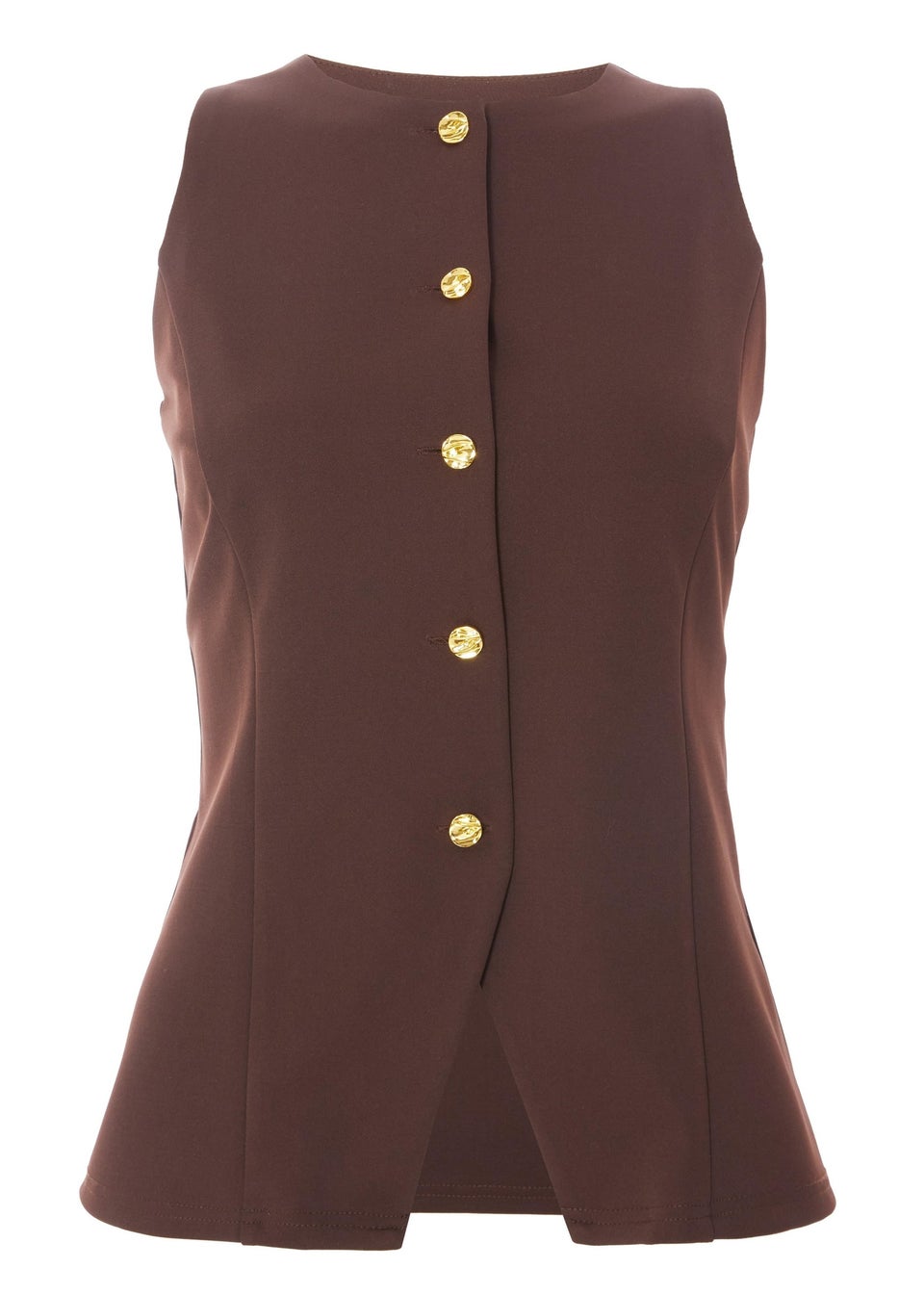 Quiz Brown Button Front Waistcoat