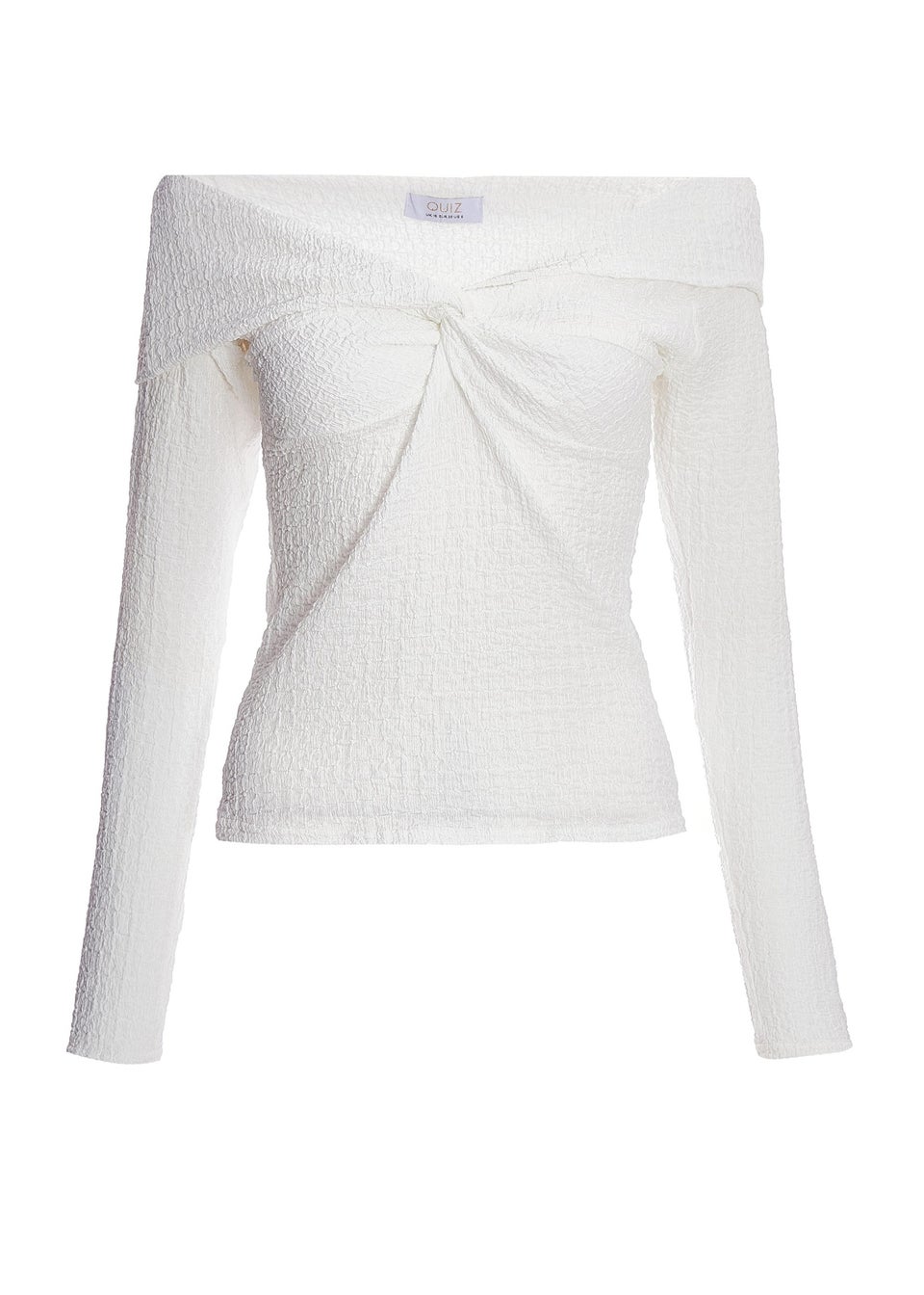 Quiz Cream Textured Bardot Top