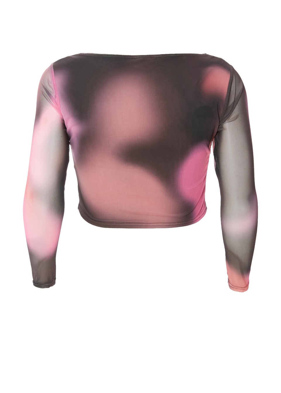Quiz Brown Curve Marble Print Crop Top