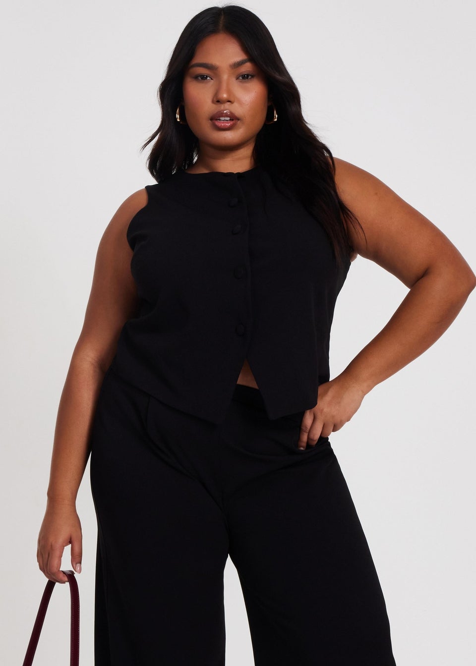 Quiz Black Curve Waistcoat
