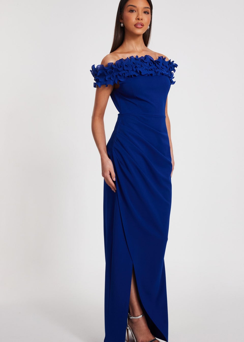 Quiz Blue Ruffle Maxi Dress