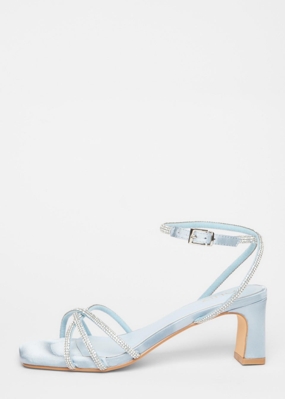 Quiz Blue Diamante Strap Block Heels