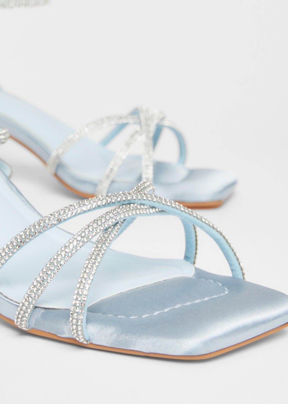 Quiz Blue Diamante Strap Block Heels