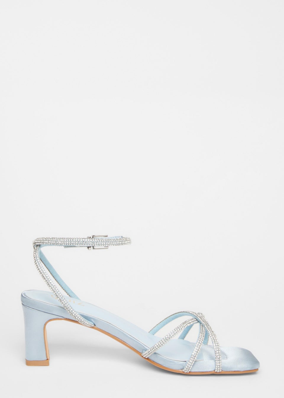 Quiz Blue Diamante Strap Block Heels