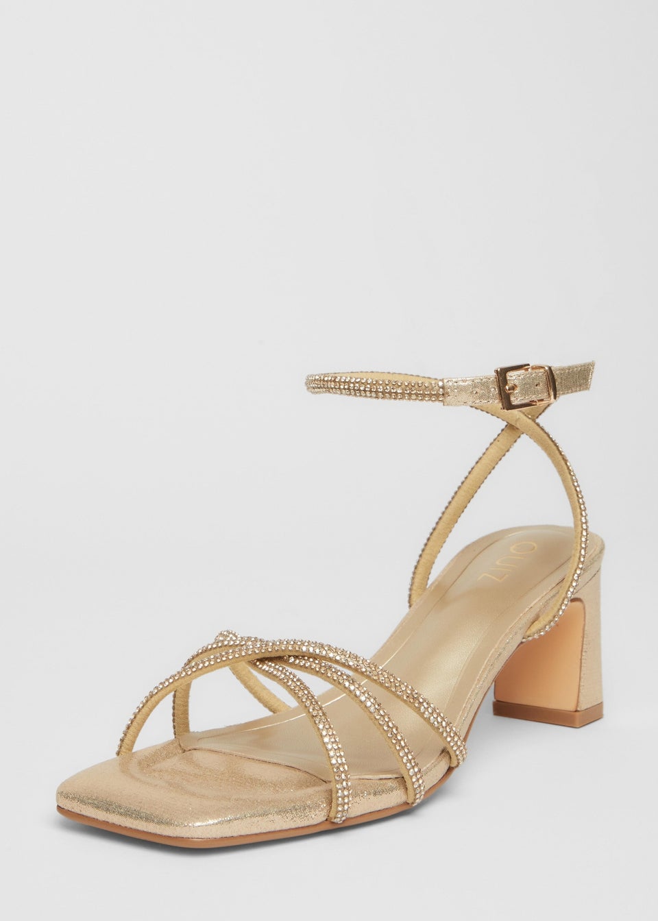 Quiz Gold Diamante Strappy Heeled Sandals