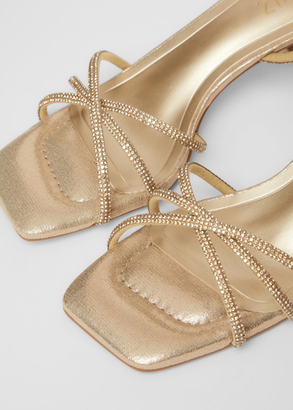 Quiz Gold Diamante Strappy Heeled Sandals