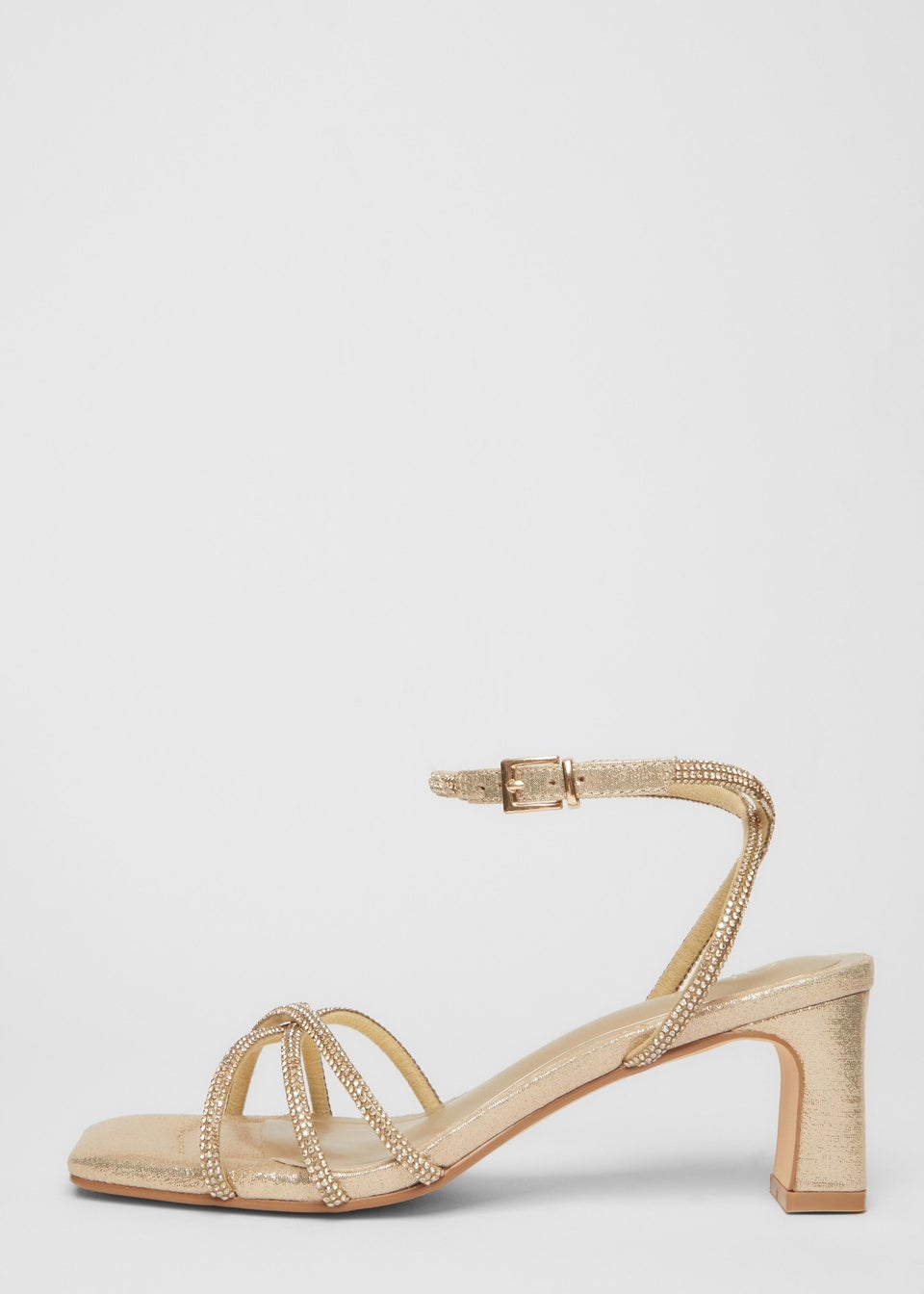 Quiz Gold Diamante Strappy Heeled Sandals