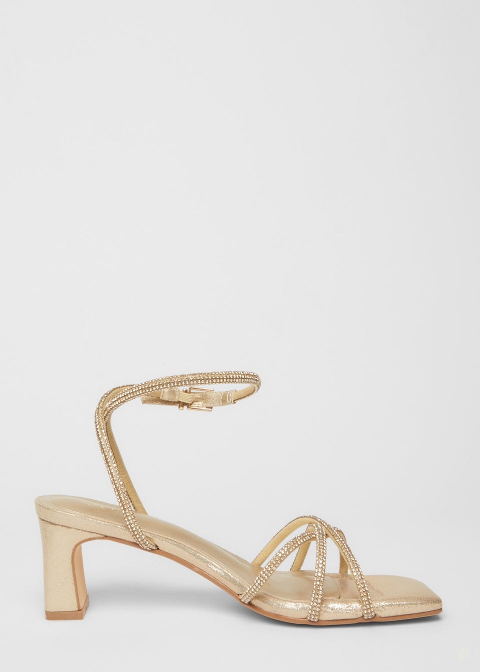 Quiz Gold Diamante Strappy Heeled Sandals