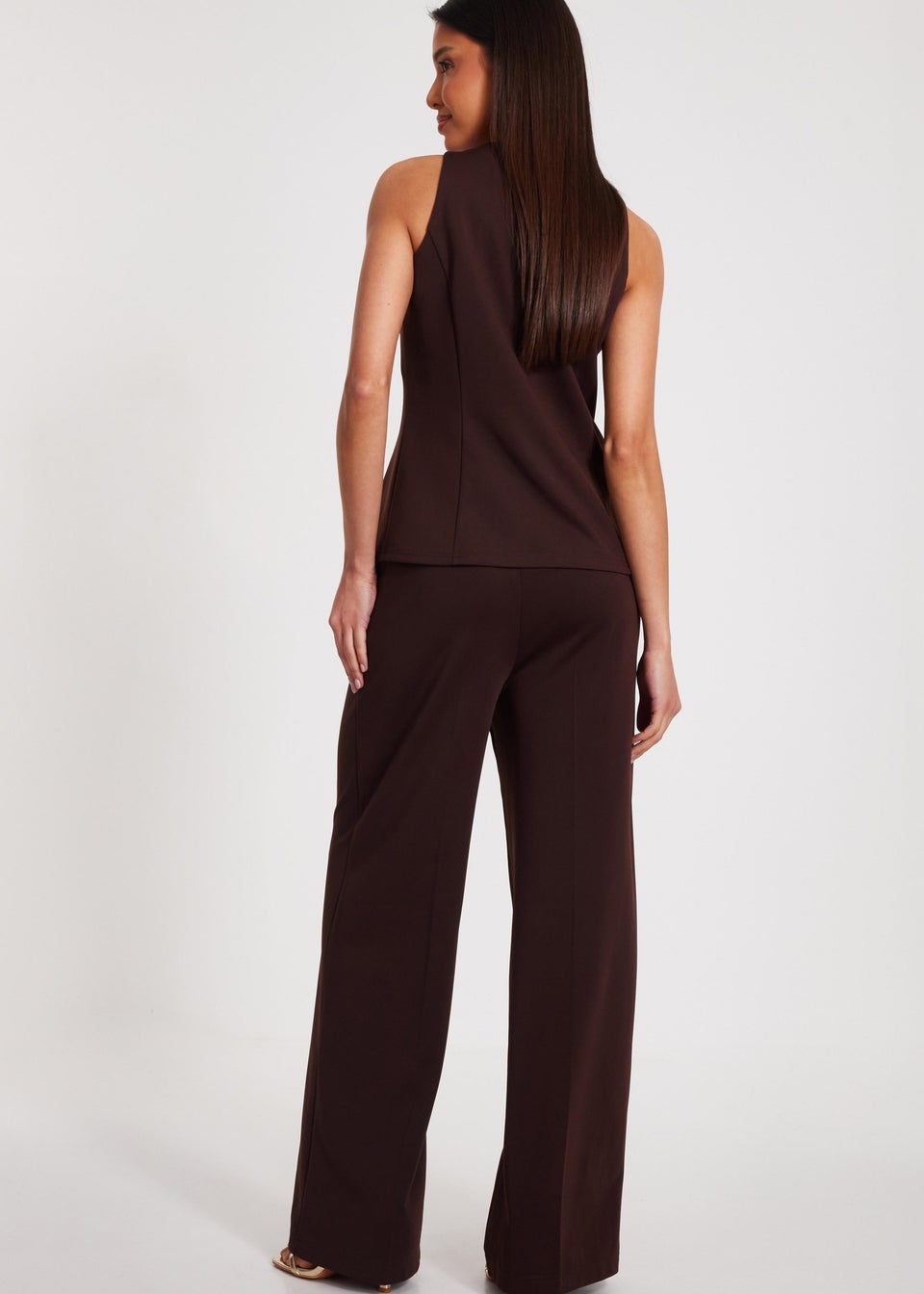 Quiz Brown Wide Leg Trousers