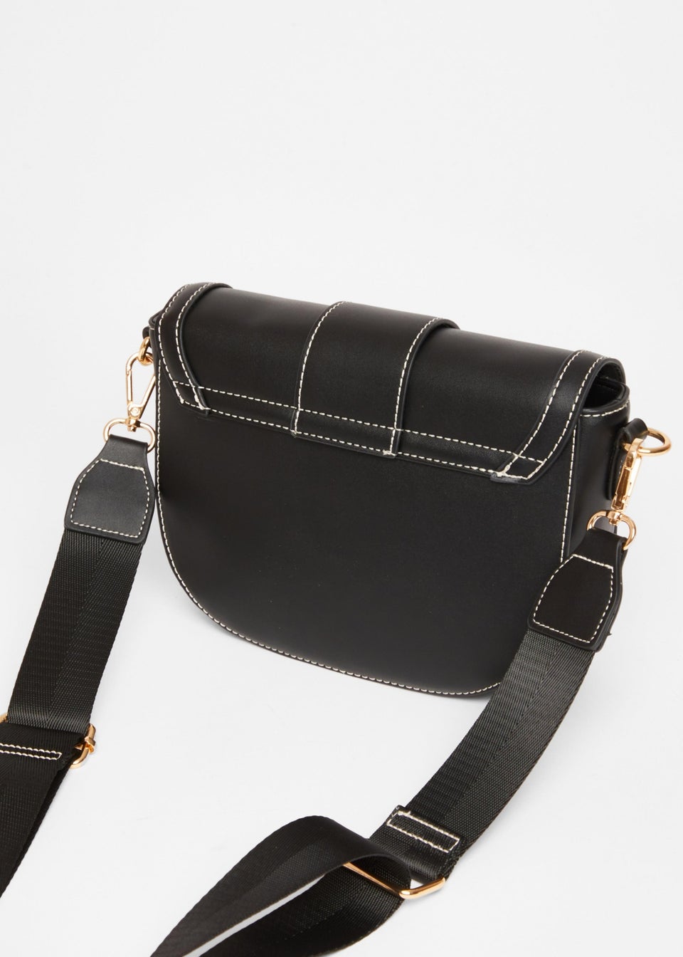 Quiz Black Contrast Stitch Cross Body Bag