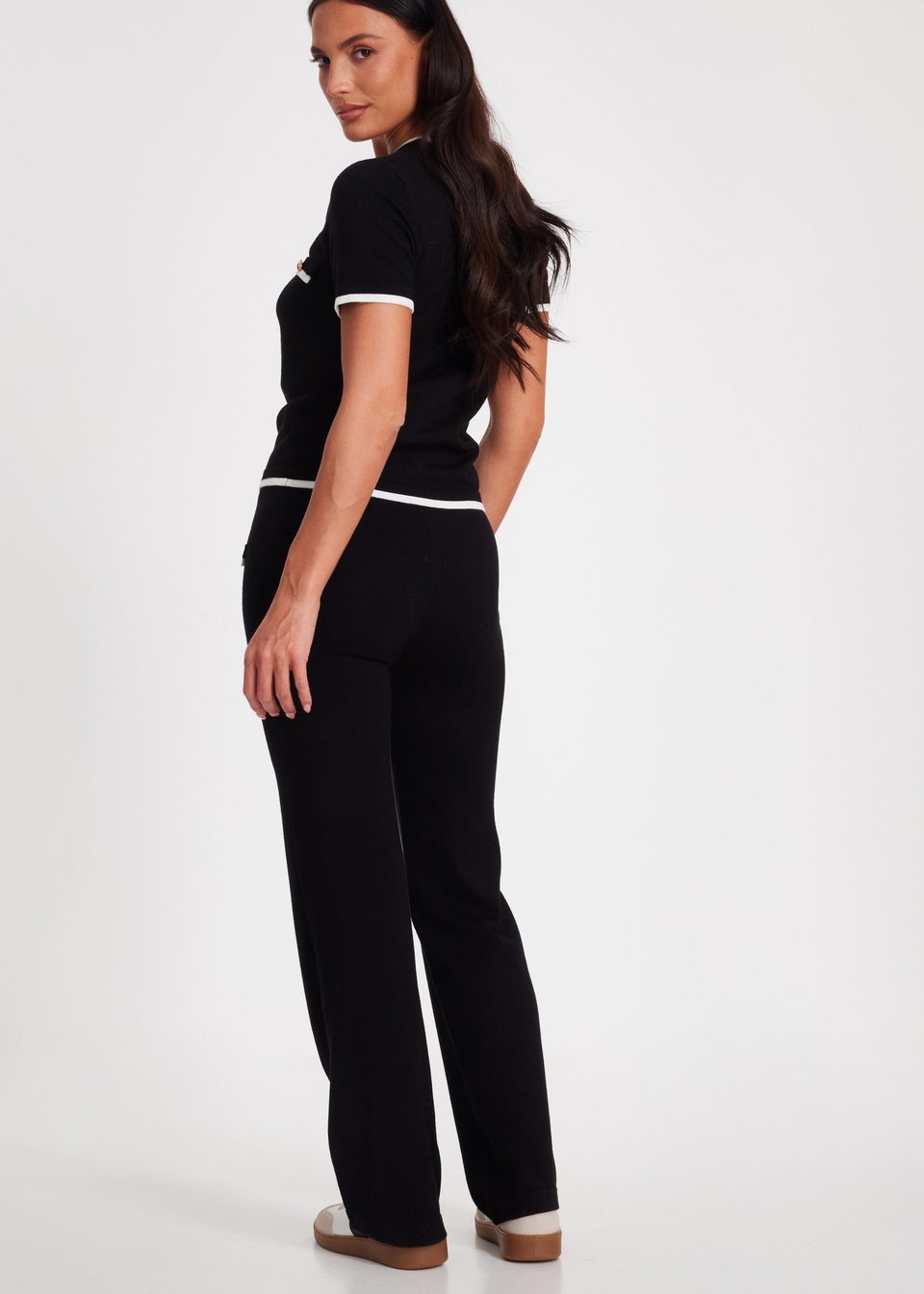 Quiz Black Knit Palazzo Trousers