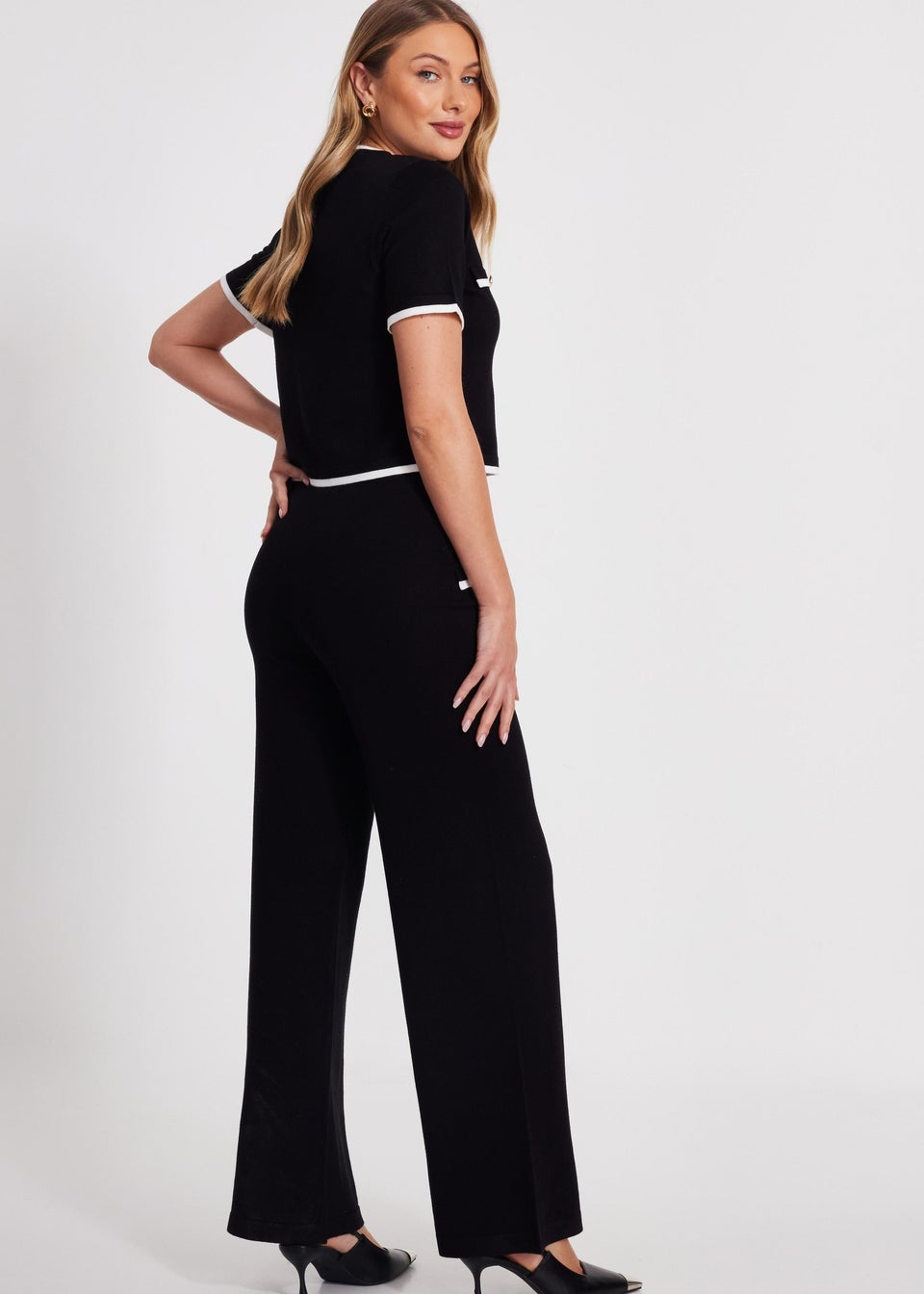 Quiz Black Knit Palazzo Trousers