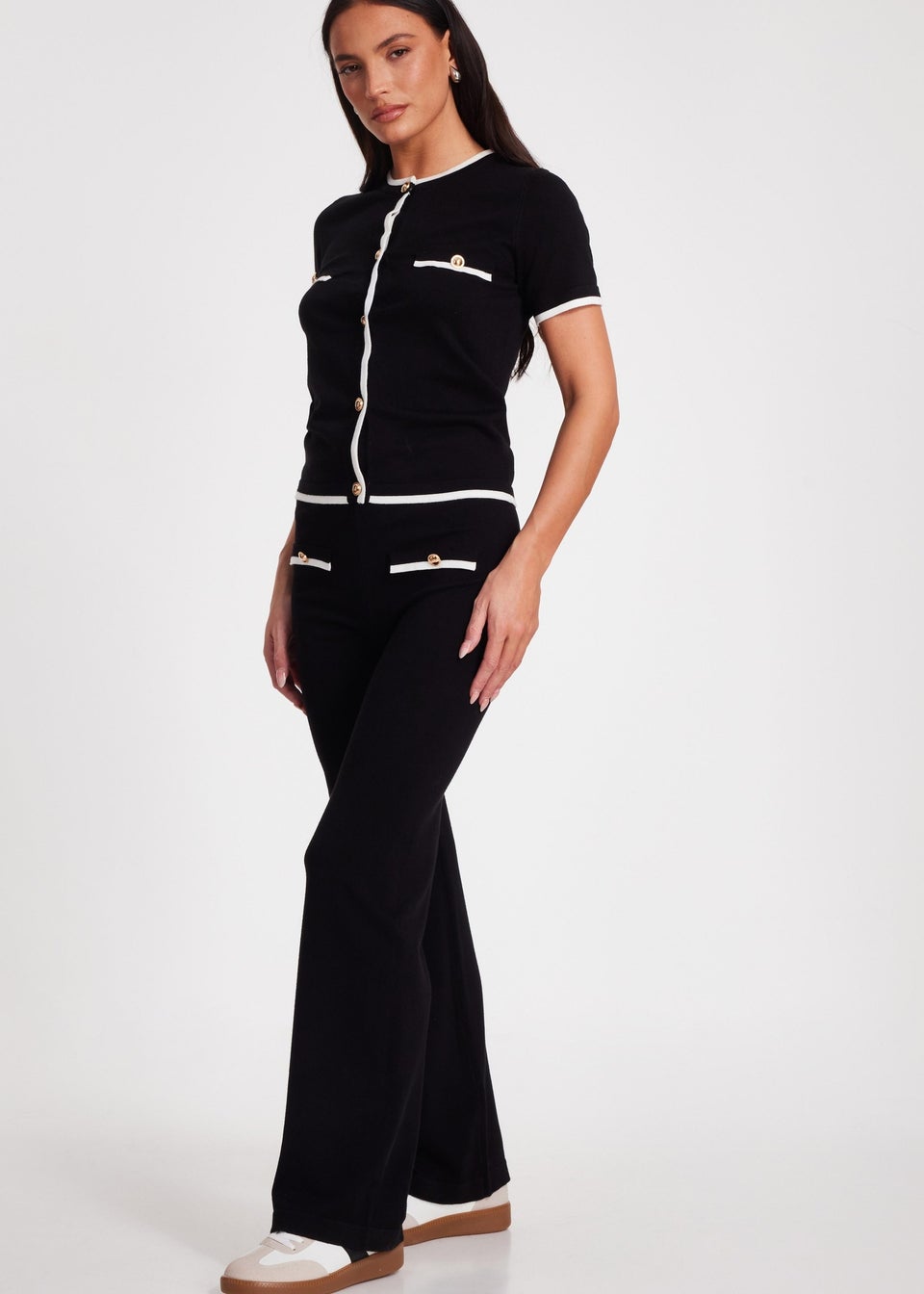 Quiz Black Knit Palazzo Trousers