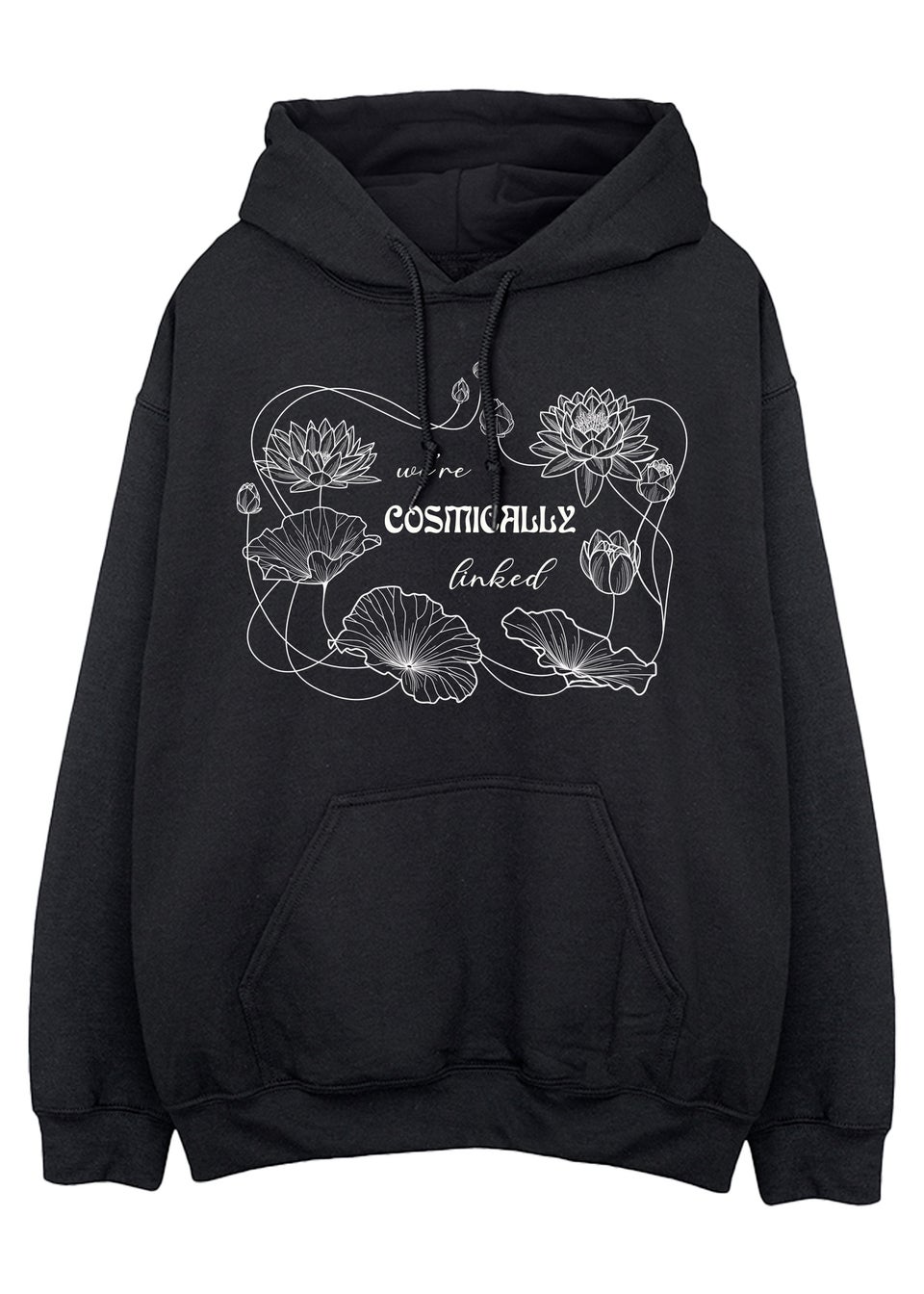 White Lotus Cosmic Women Black Hoodie