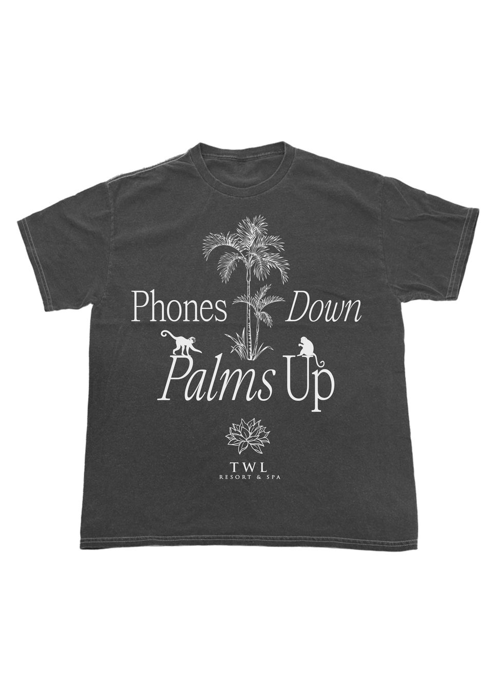 White Lotus Phones Down Women Charcoal Washed Boyfriend Fit T-Shirt
