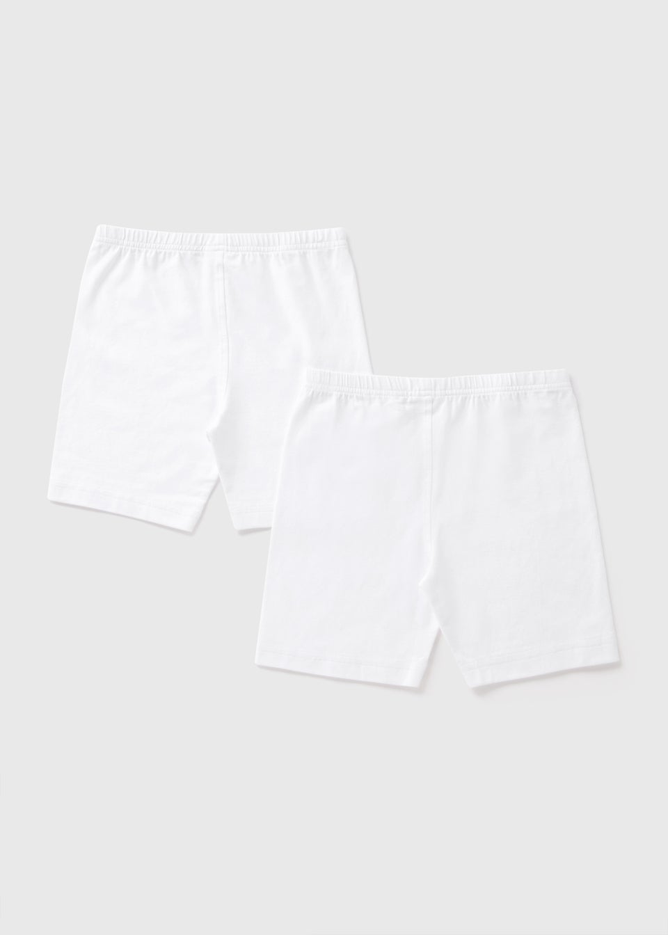 2 Pack Girls White Cycling Shorts (3-13yrs)