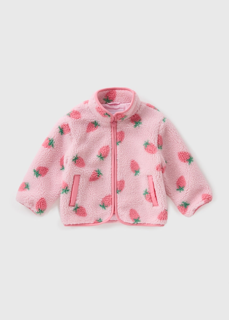 Girls Pink Strawberry Borg Jacket (1-7yrs)