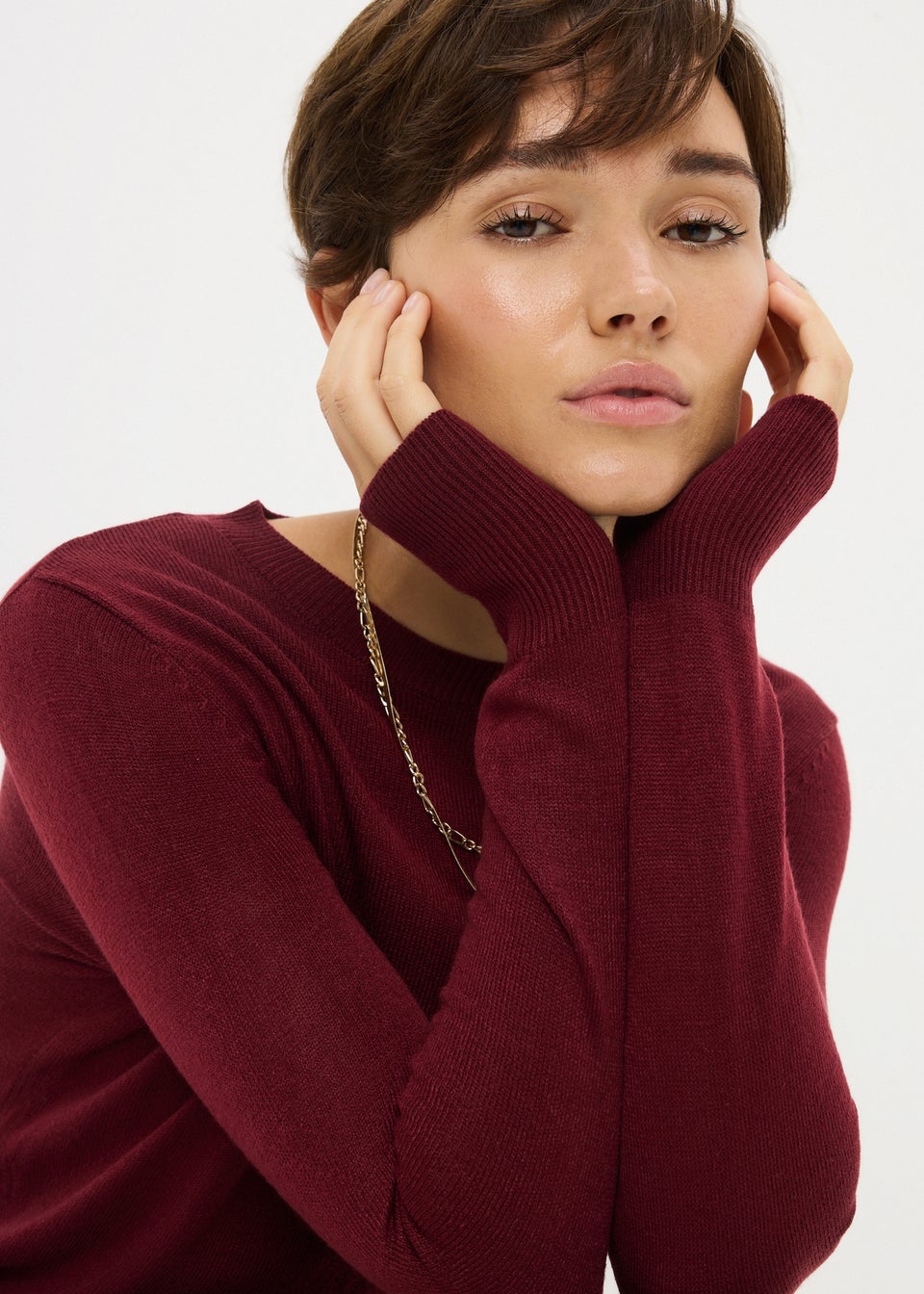 Burgundy Crew Neck Jumper