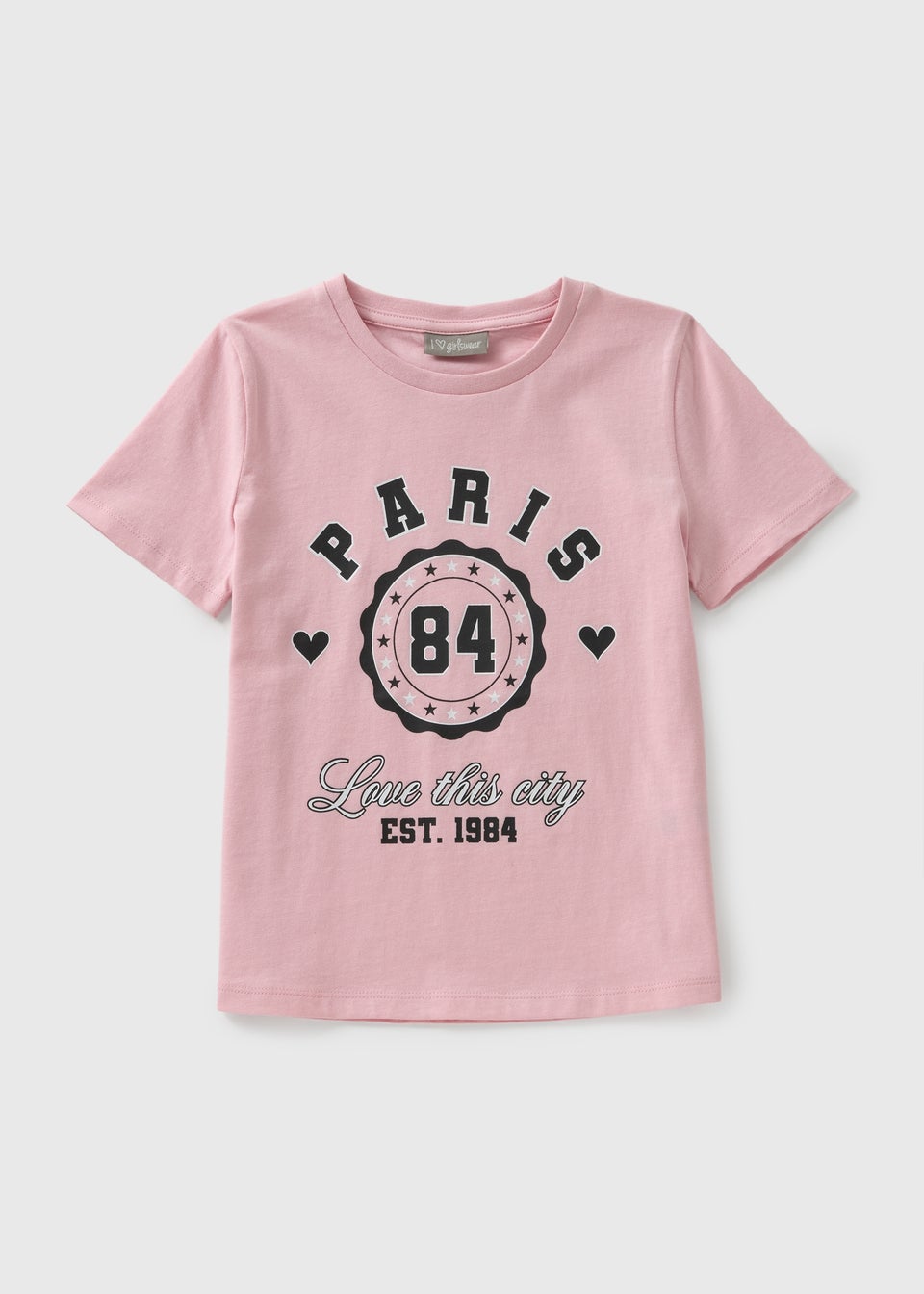 Girls Pink Paris Print T-Shirt (7-15yrs)