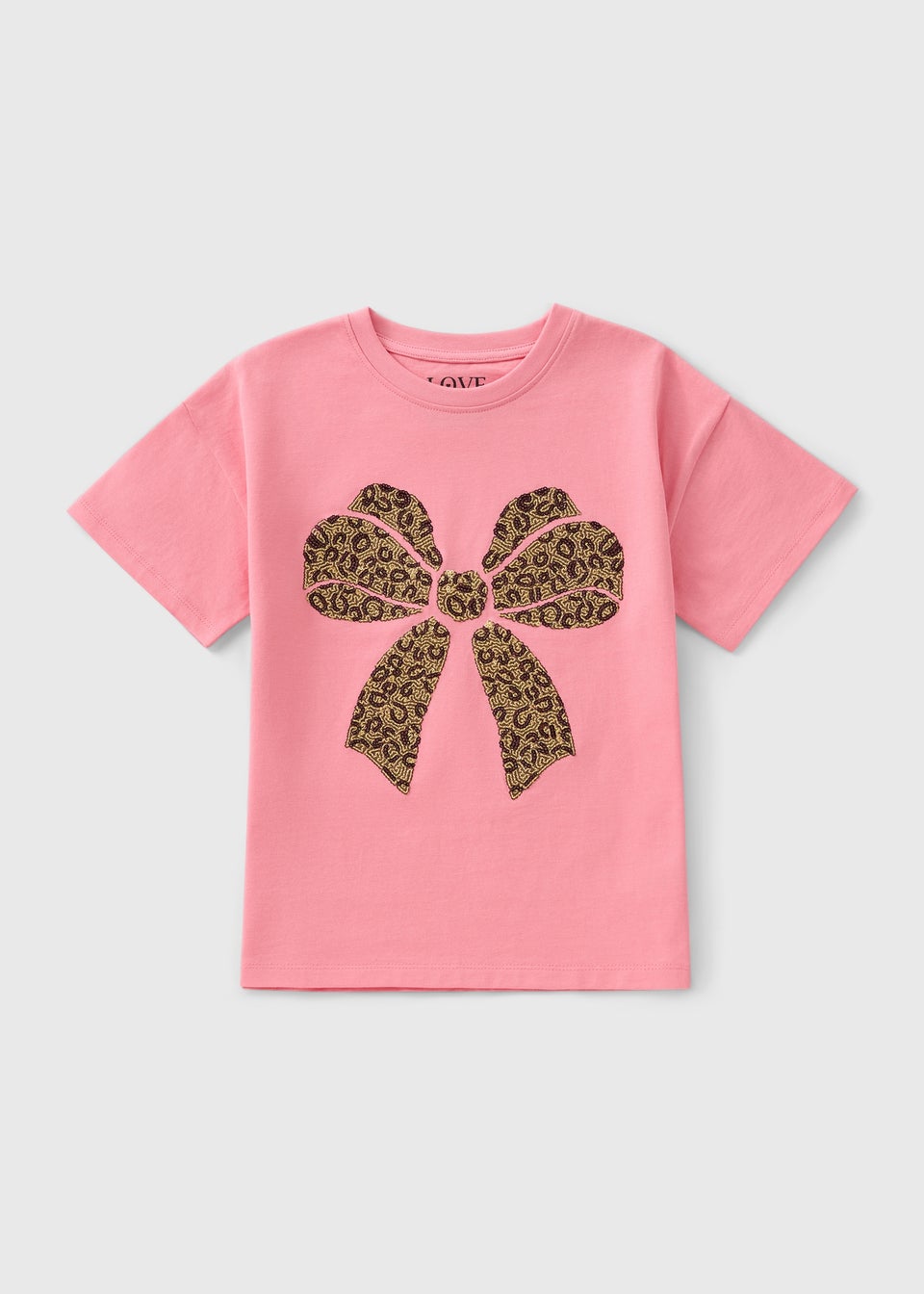 Girls Pink Sequin Bow T-Shirt (7-15yrs)