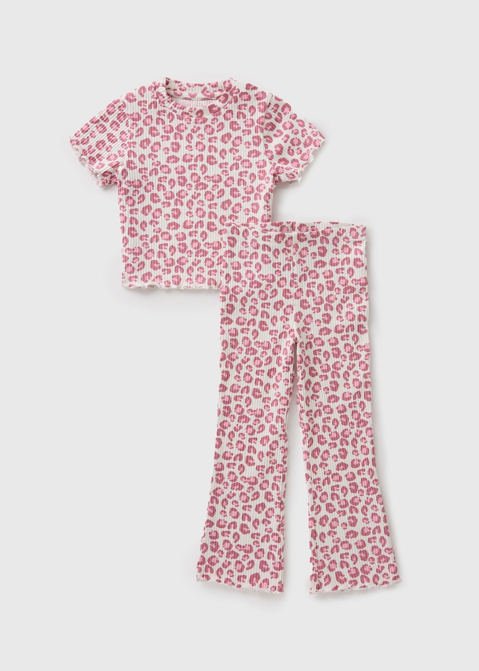 Girls Pink Leopard Print Top & Flare Set (1-7yrs)