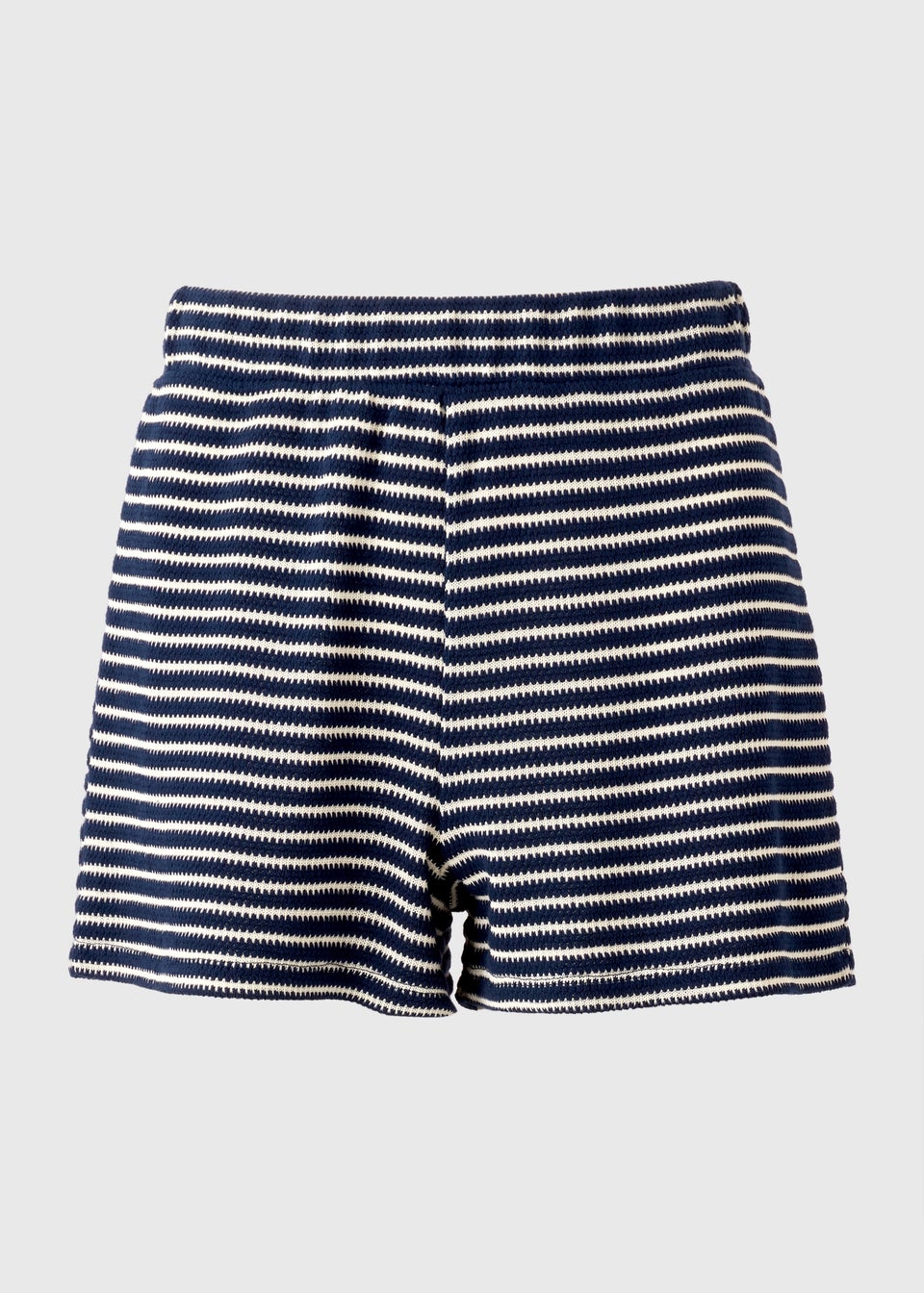Navy Stripe Textured Co Ord Shorts